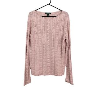 Lauren Ralph Lauren LRL Pink Cable Knit Sweater Large